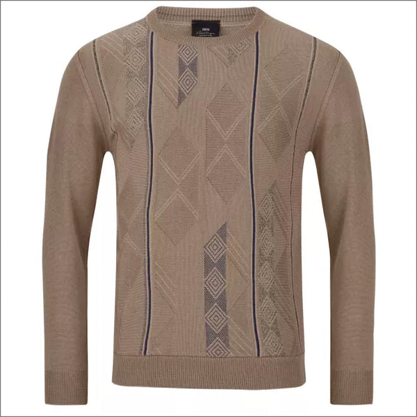 Prestige Biege Pattern Crew Neckº