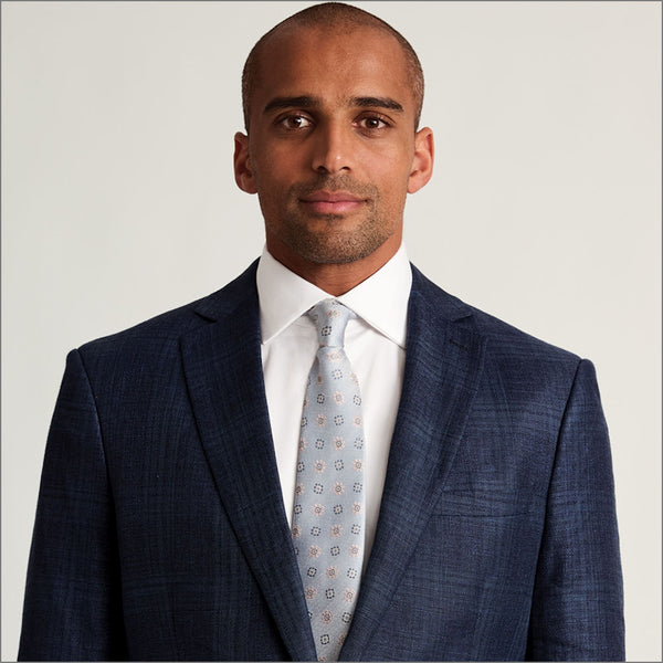 Brook Taverner Bentley Navy Check Italian Linen Blend Jacketº