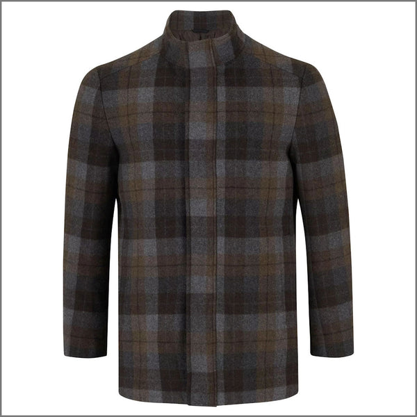 Douglas Barrett Brown checked wool Car Coatª