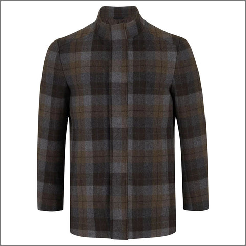 Douglas Barrett Brown checked wool Car Coatª