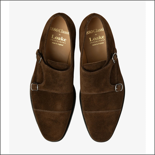 Loake Cannon Brown Suede Buckle Monk Shoe Size 7 Onlyª