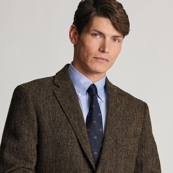Brook Taverner Dumfries Brown Herringbone Harris Tweed Jacketª