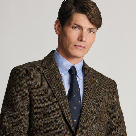 Brook Taverner Dumfries Brown Herringbone Harris Tweed Jacketª