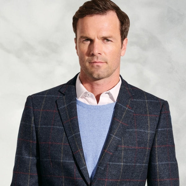 Brook Taverner Haincliffe Blue Check Wool Jacket^^