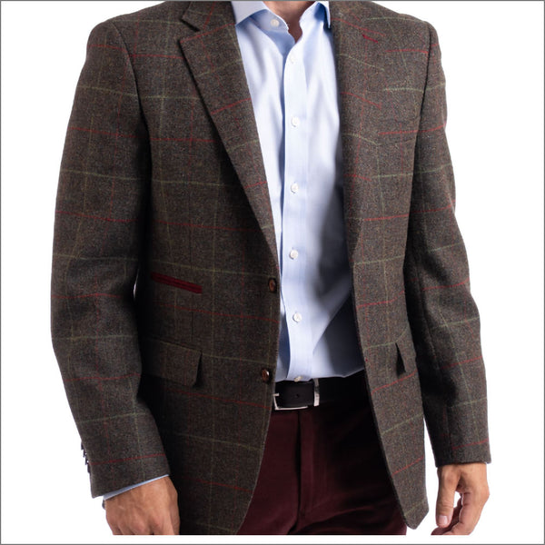 Gurteen Whitburn Burgundy Check Tweed Jacket