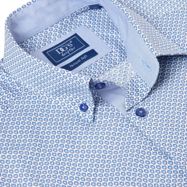 Ivano Blue Pattern Cotton LS Shirtª