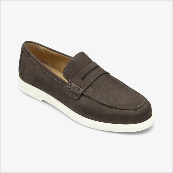 Loake Como Dark Brown Nubuck Loafer=