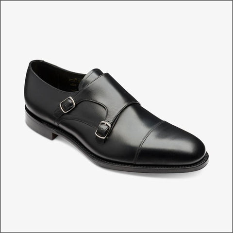 Loake Cannon Black Leather Buckle Monk Shoe Size 8.5ª