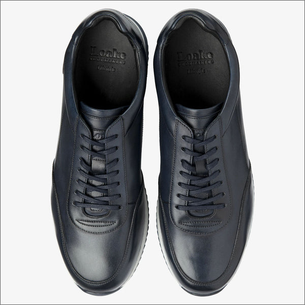 Loake Bannister Navy calf Leather Trainerª