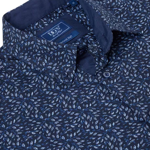 Ivano Dark Blue Pattern Shirt LSª