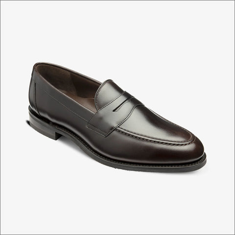 Loake Imperial Dark Brown Leather Penny Loafer F Fitting=