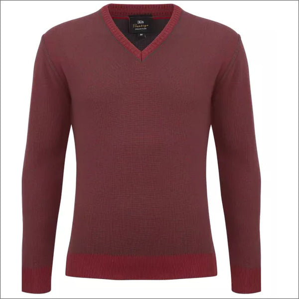 Prestige Dark Red Wool Blend Vee Neckº