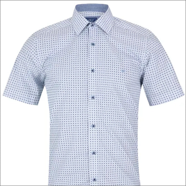 Giovanni Blue Patterned Short Sleeve Shirt.