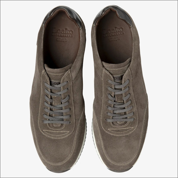 Loake Bannister Anthracite Suede Trainer=
