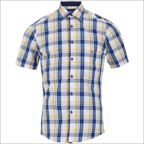Dg's Blue & Yellow Check Short sleeve Shirt=