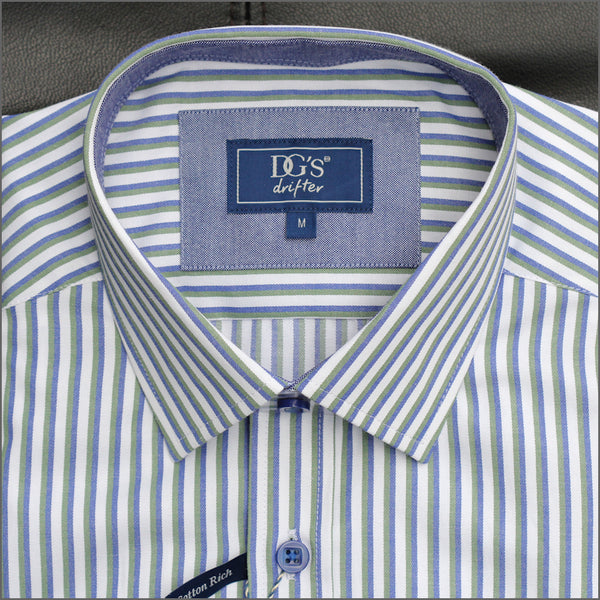 Drifter Giovanni Green Stripe LS Shirtª.