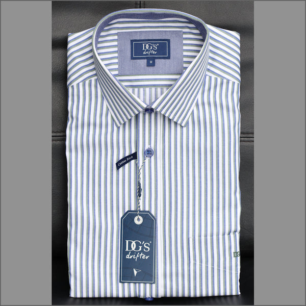 Drifter Giovanni Green Stripe LS Shirtª.