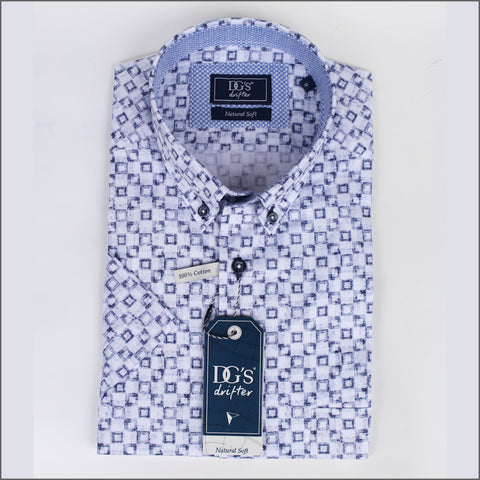 DG'S White & Blue Check Short sleeve Shirt.