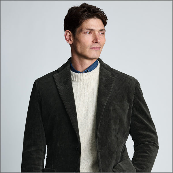 Brook Taverner Tailored Fit Kenny Khaki Corduroy Stretch Cotton Jacket*
