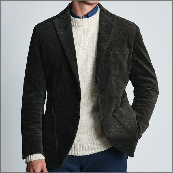 Brook Taverner Tailored Fit Kenny Khaki Corduroy Stretch Cotton Jacket*