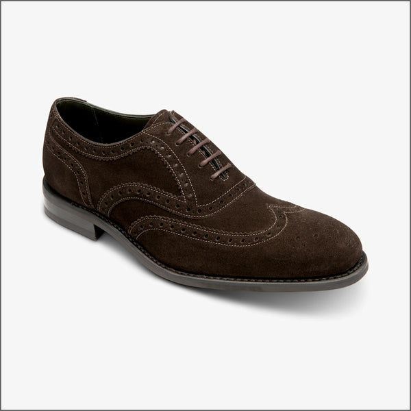 Loake Kerridge Dark Brown Suede Oxford Brogue Shoe~