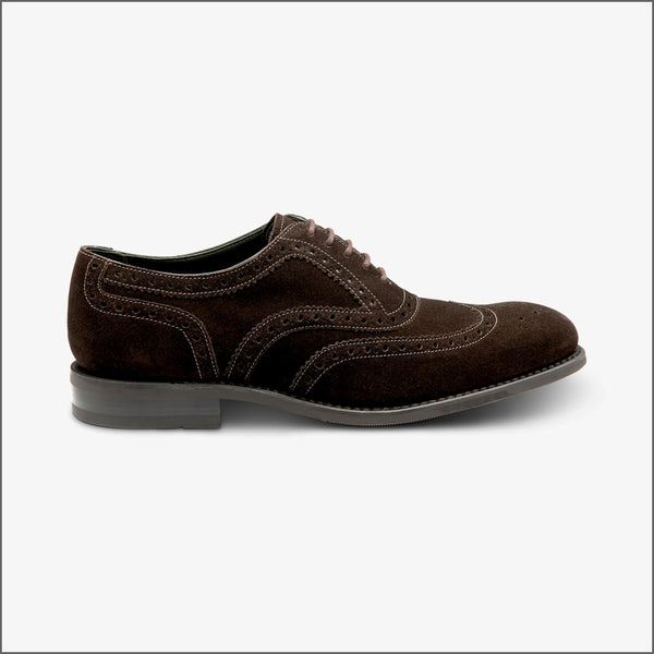 Loake Kerridge Dark Brown Suede Oxford Brogue Shoe~