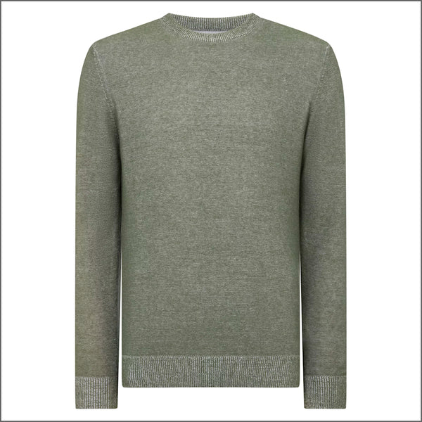 Remus Uomo Green Long Sleeve Crew Neck Sweater~
