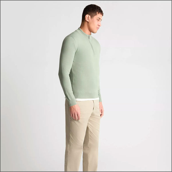 Remus Uomo Light Green Long Sleeve Half Zip Sweater~