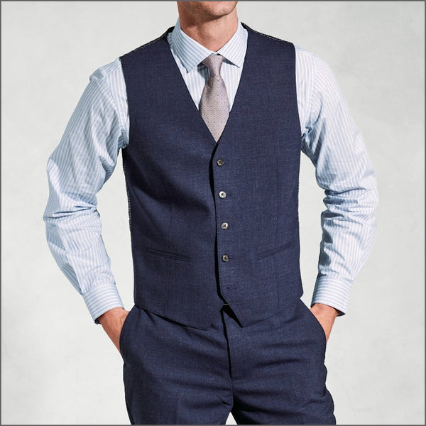 Brook Taverner McKellen Navy Linen Blend Suit - Waistcoat Optional.