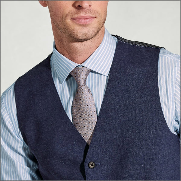 Brook Taverner McKellen Navy Linen Blend Suit - Waistcoat Optional.
