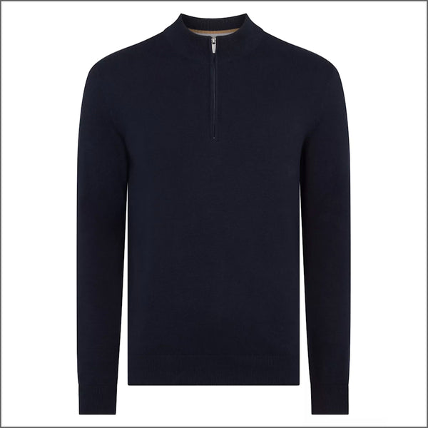 Remus Uomo Navy Long Sleeve Half Zip Sweater~
