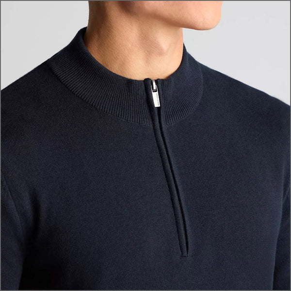 Remus Uomo Navy Long Sleeve Half Zip Sweater~