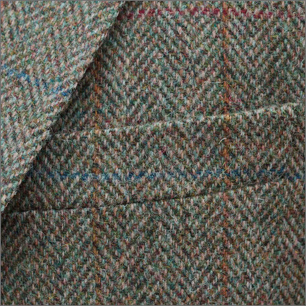 Harris Tweed Beige/Olive Herringbone Jacket`