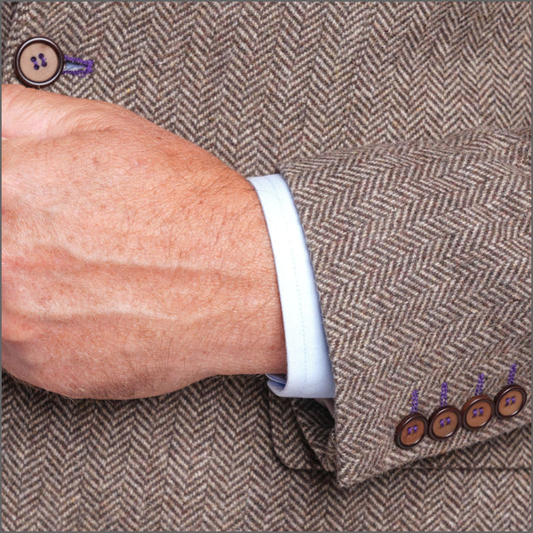Gurteen Otley Coffee Herring bone Wool Mix Jacket,