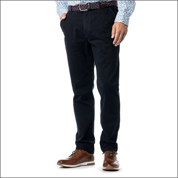 Gurteen Romford Navy Stretch Cotton Chino Trouser,