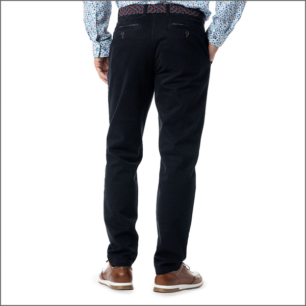 Gurteen Romford Navy Stretch Cotton Chino Trouser,