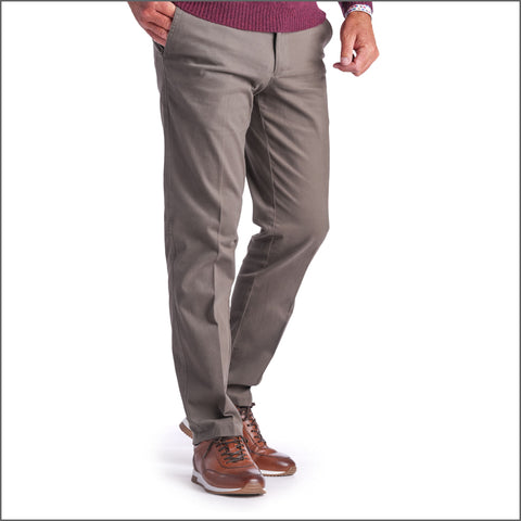Gurteen Ryde Dark Stone Stretch Cotton Chino Trouser,