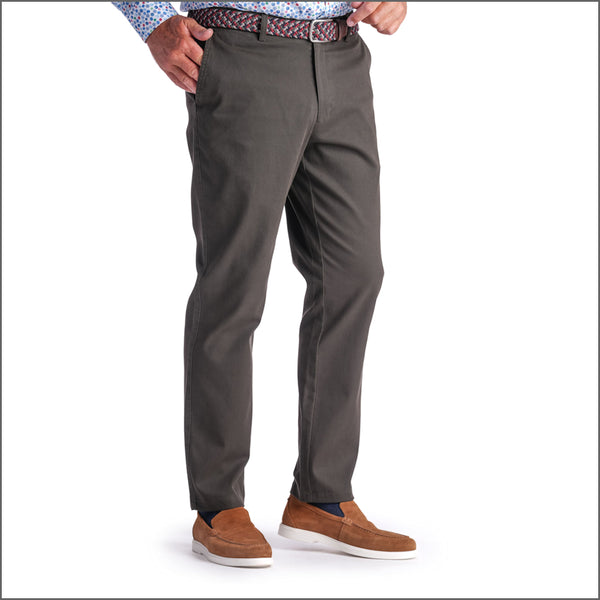 Gurteen Ryde Olive Stretch Cotton Chino Trouser,