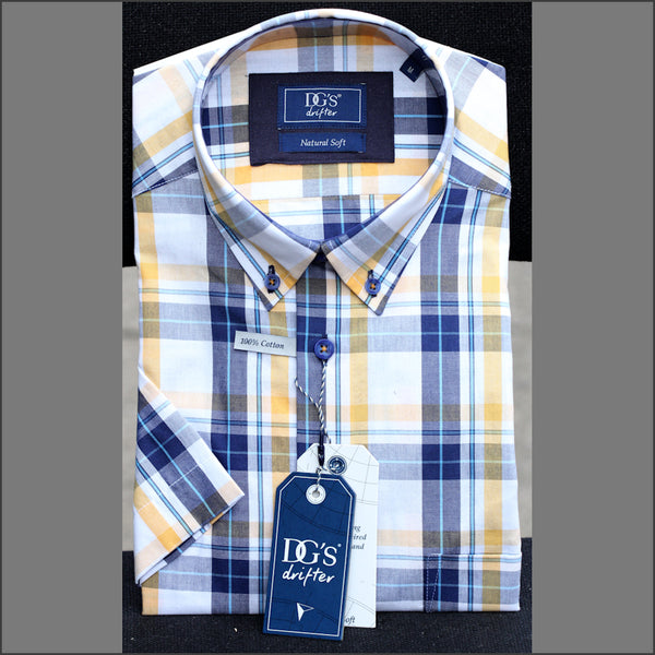 Dg's Blue & Yellow Check Short sleeve Shirt=