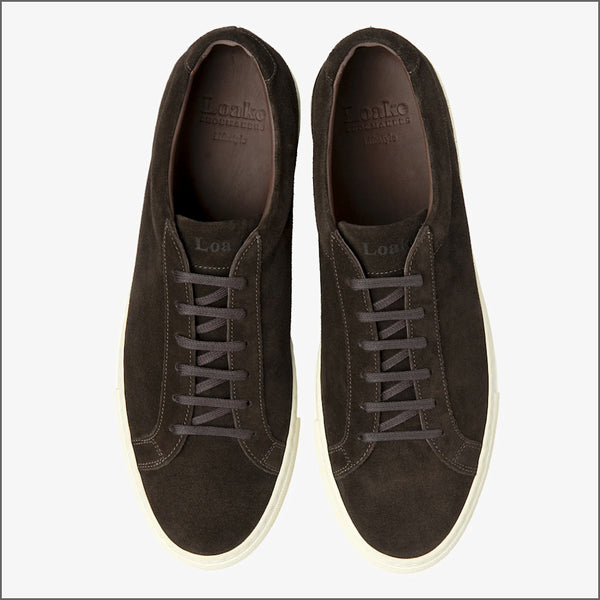 Loake Sprint Dark Brown Suede Sneaker=