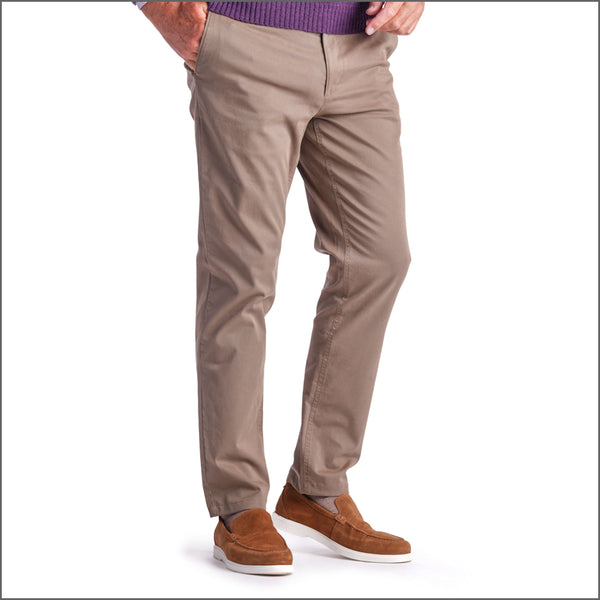 Gurteen Stonehouse Stretch Cotton Dark Stone Chino Trouser,