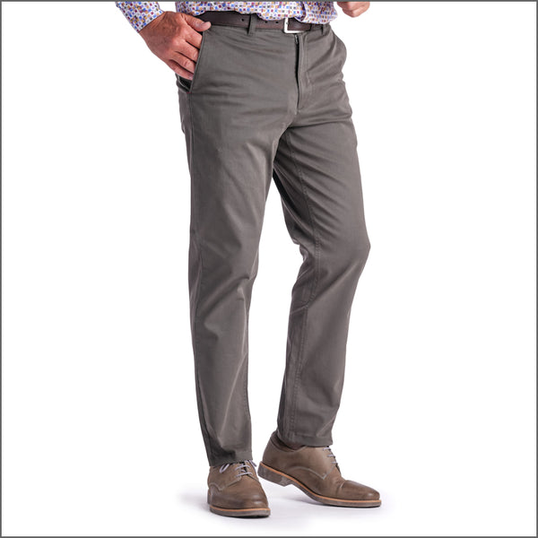 Gurteen Stonehouse Stretch Cotton Olive Chino Trouser,