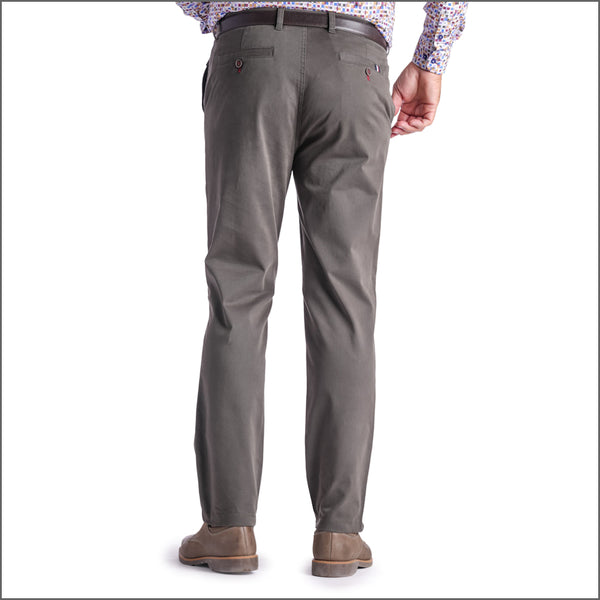 Gurteen Stonehouse Stretch Cotton Olive Chino Trouser,
