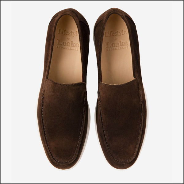 Loake Tuscany Dark Chocolate Brown Suede Loafer=