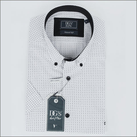 DG'S White & Black Dots Short sleeve Shirt.