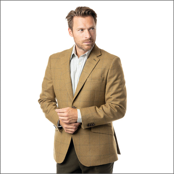 Gurteen Calver Green Pure Wool Overcheck Jacket,