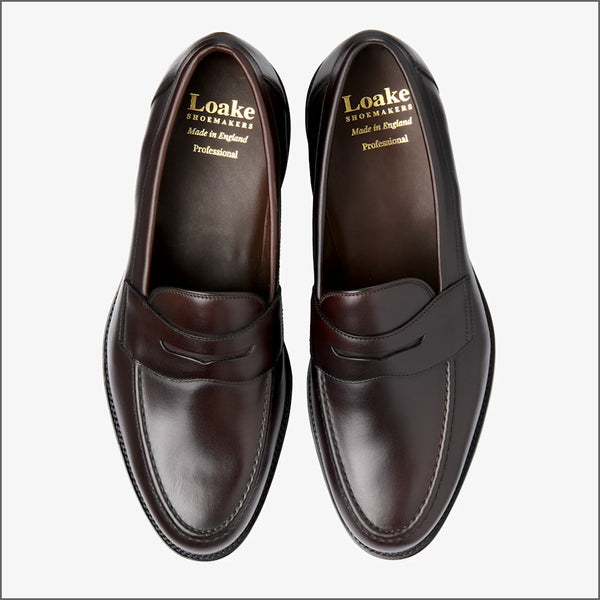 Loake Imperial Dark Brown Leather Waxy Penny Loafer G Fitting~