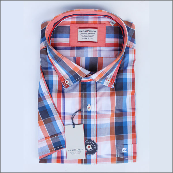 DG'S Blue & Orange Check Short sleeve Shirt.