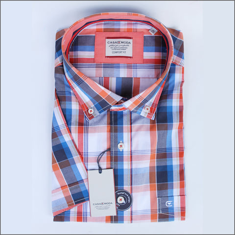 DG'S Blue & Orange Check Short sleeve Shirt.