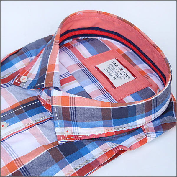 DG'S Blue & Orange Check Short sleeve Shirt.